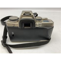 Contax Aria 70 Years model 35mm SLR film camera body, with 'Carl Zeiss Tessar 2,8/45 8839492' lens