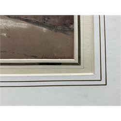 Eugène Isabey (French 1803-1886): Pathway at Dusk, watercolour and ink heightened with white signed indistinctly titled and dated '55, 19cm x 26cm 