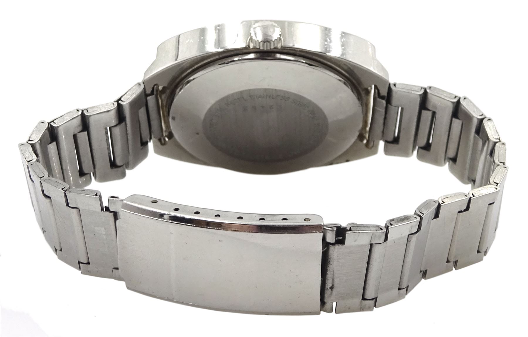 Teviot jump gentleman's automatic stainless steel and chrome plated wristwatch, back case No. 12653, on stainless steel strap