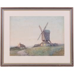 Henry Samuel Merritt (British 1884-1963): Farm and Windmill, two watercolours signed, one very faintly lower right, max 27cm x 38cm (2)