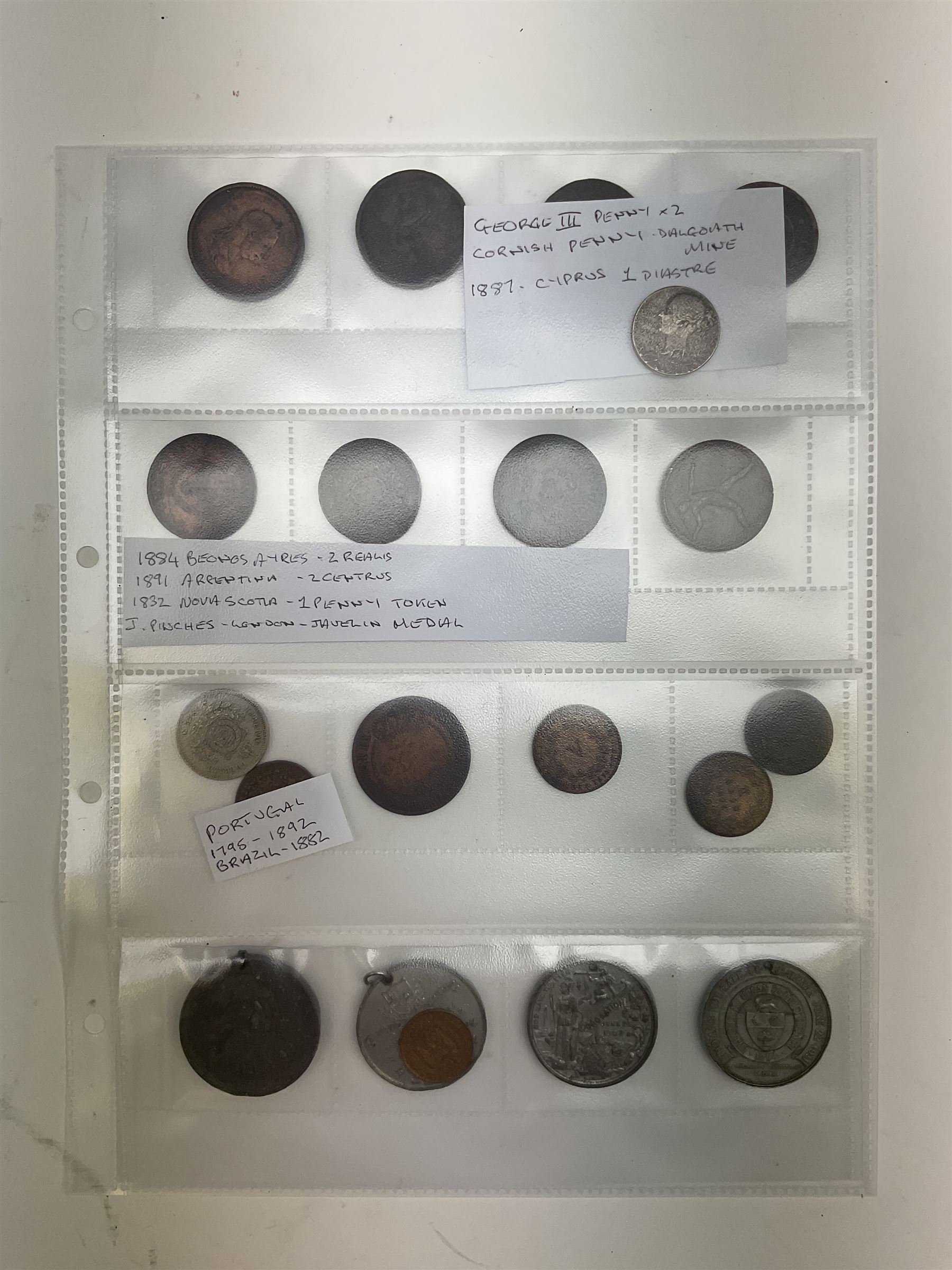 Interesting collection of 18th century and later Commonwealth and international coins, including India, Rhodesia, South Africa, Spain, Italy, Netherlands, Palestine, Russia, canada, Greece, Jersey, Guernsey, Germany, France, etc, including many silver examples