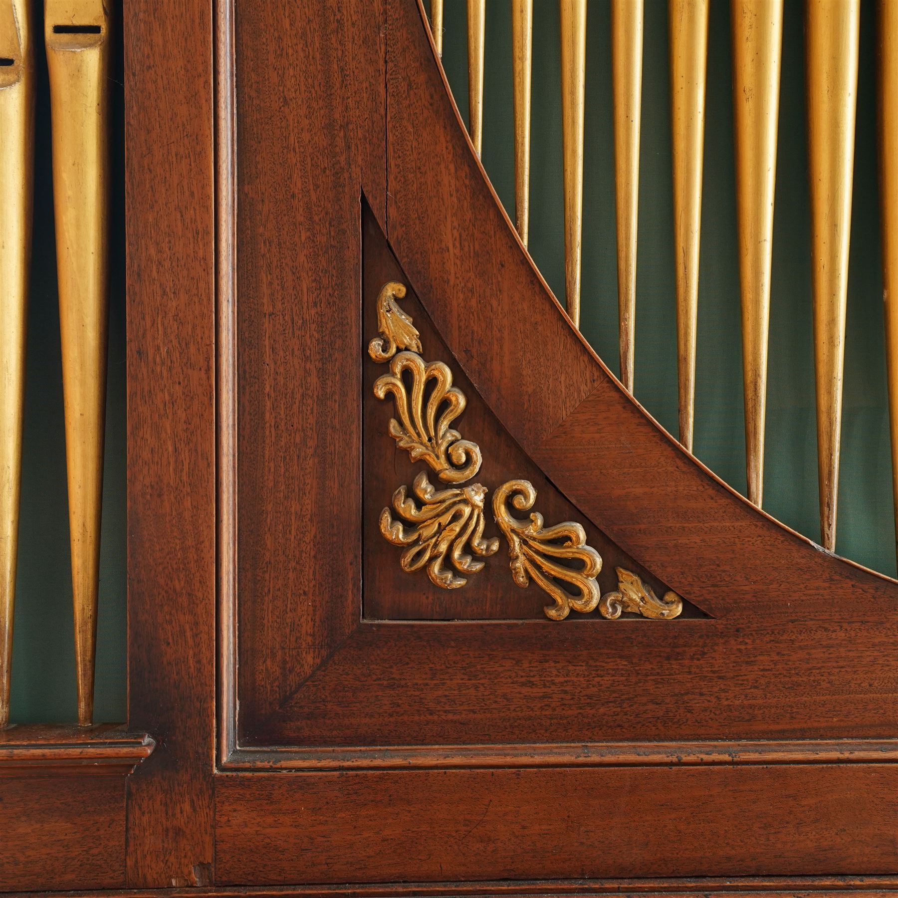 Late 18th century Chamber Organ by Thomas Elliot of London 1790.
Single manual organ, four octave keyboard with 54 keys C-f3, A=448, with Ivory naturals and ebonized sharps, makers’ name engraved on an ivory cartouche, detachable key cover, and music desk (in need of attention). With four speaking stops. Stopped Diapason, Open diapason, Principal and Fifteenth. Crank/pedal operated single rise bellows also provided with an electric blower. Original case with display pipes and candle sconces (one damaged). All pipework present: however there are some damaged pipes, cyphers, and several pipes require re-location in the soundboard, the instrument plays, but some parts of the action and blower will require attention/repair and adjustment.

Given the intricate nature of these historic instruments, specialist support will be available if required – including a professional organ builder prepared to undertake full dismantling and reassembly – to assist successful buyers with safe removal and onward handling. Price upon application.


This item has been registered for sale under section 10 of the APHA Ivory Act Reference EH8B3YPL