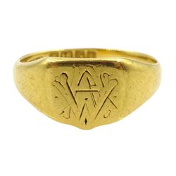 Edwardian 18ct gold signet ring, London 1906
