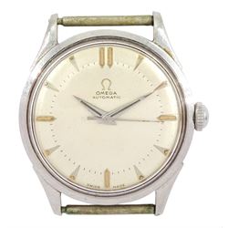 Omega gentleman's stainless steel automatic bumper wristwatch, Cal. 351, Ref. 2635-6 serial No. 12965746, silvered dial with baton hour markers