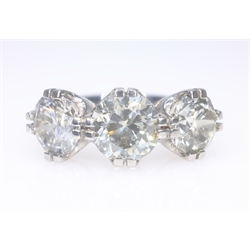  Platinum three stone diamond ring hallmarked 5.54 carat  