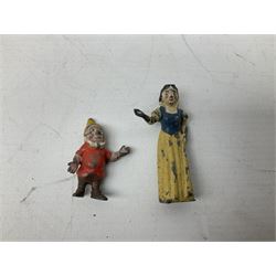 Collection of twenty-two Britains Cadbury's Cococubs play worn lead painted figures to include Mr Pie Porker, Mrs Pie Porker, Tiny Tusks, Captain Kangaroo, Granny Owl and others, Britains Snow White and Doc lead figures and other painted lead figures (30)