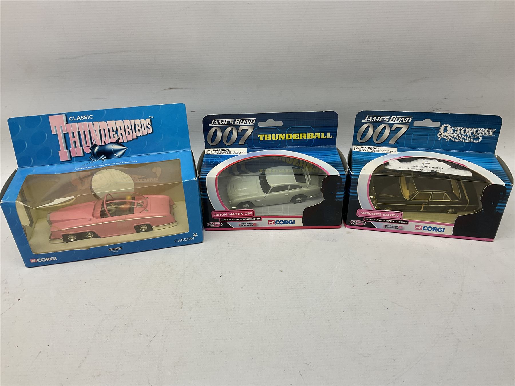 Collection of boxed die-cast model cars, to include Corgi Classics Thunderbirds 'Fab 1', with Lady Penelope and Parker figures, Corgi James Bond Octopussy and Thunderball, Heartbeat vehicles by Lledo and Corgi, Minichamps etc