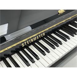 Steinmayer upright piano in ebonised case, iron framed and overstrung, serial no. 621123175,