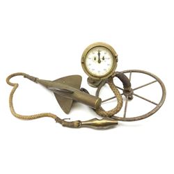 Walker's patent Cherub 244 brass taffrail ship's log set comprising rotator with iron wheel and gauge (2)