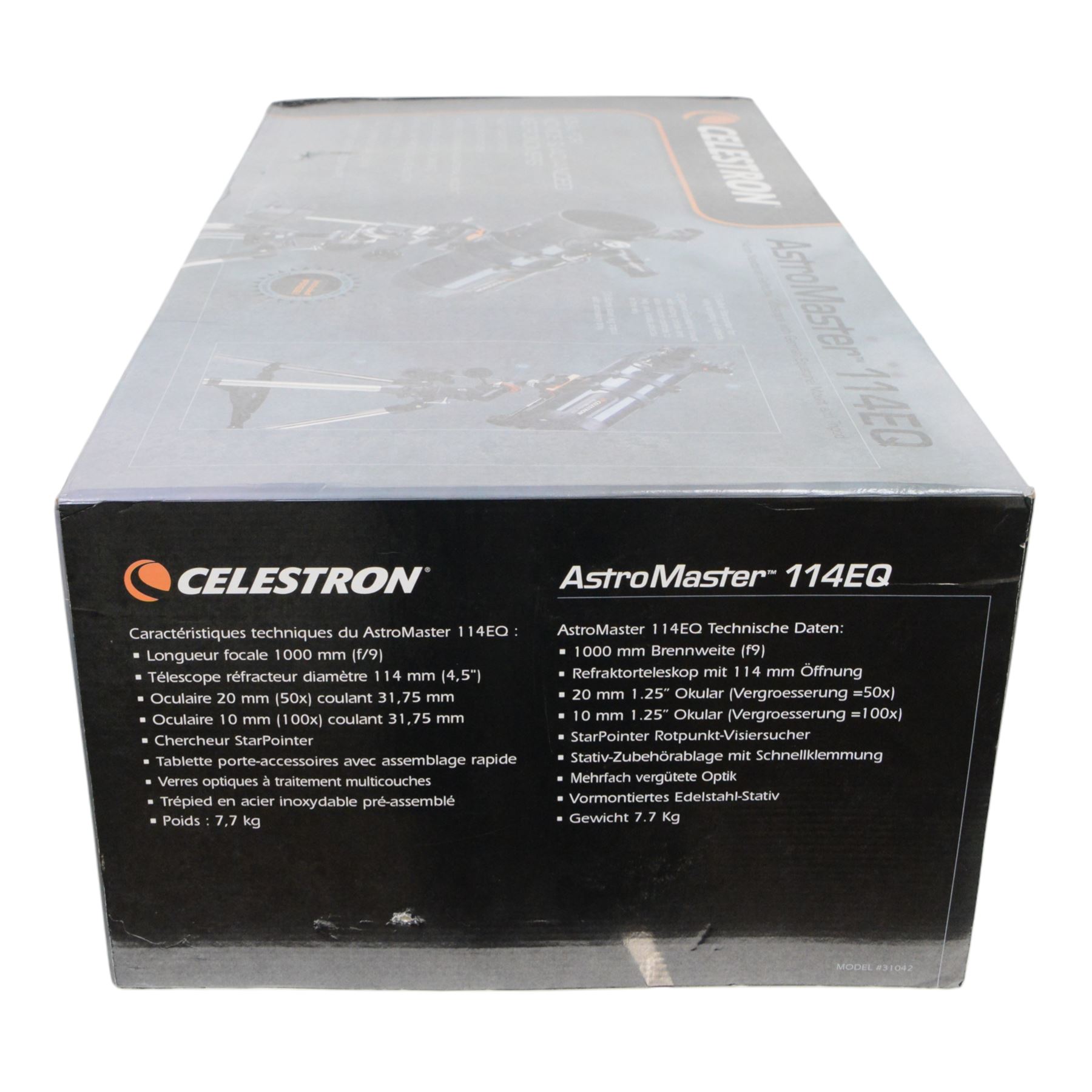 Celestron AstroMaster 114EQ telescope, boxed