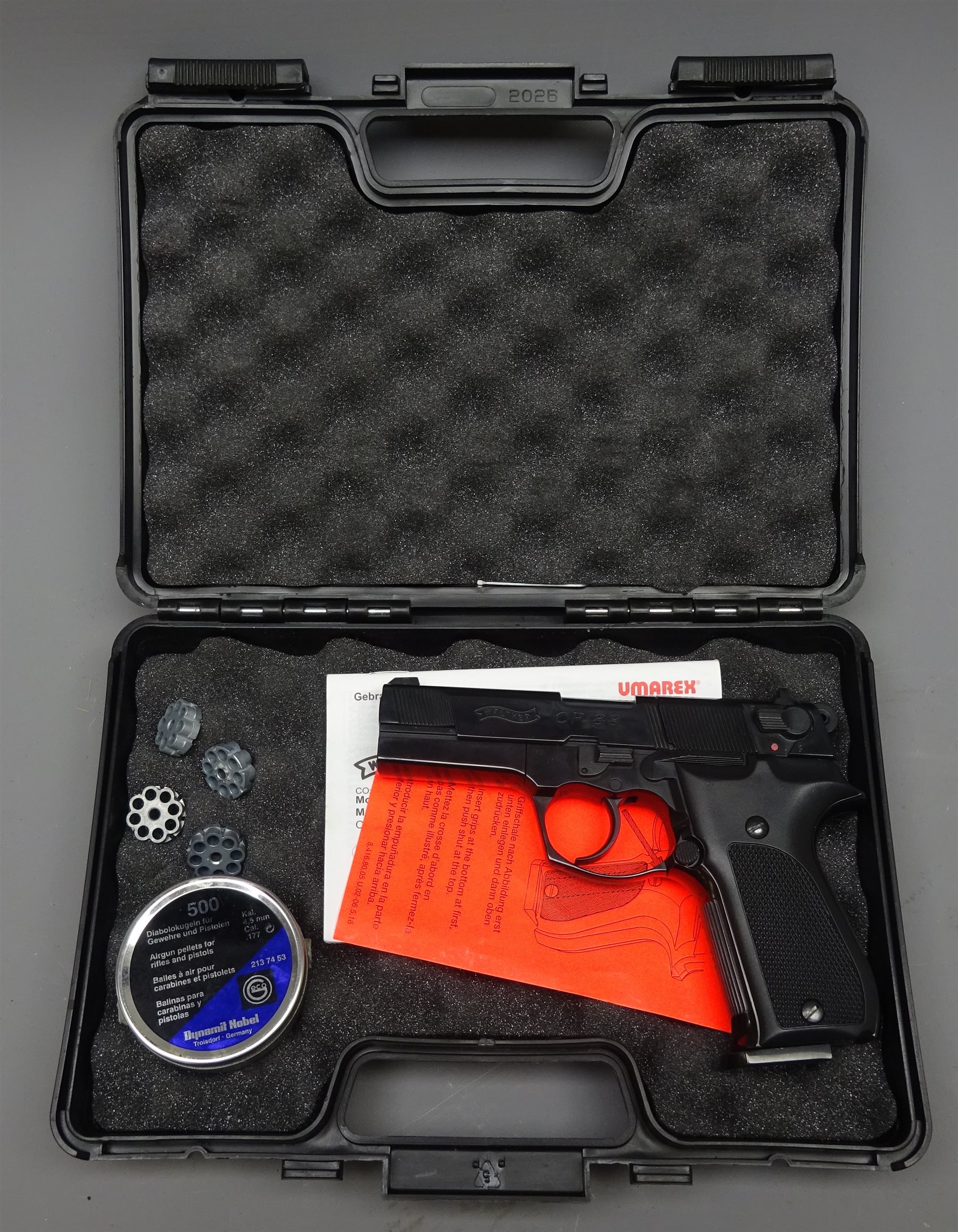 Umarex Walther model CP88 .177 CO2 air pistol, serial number A064045418