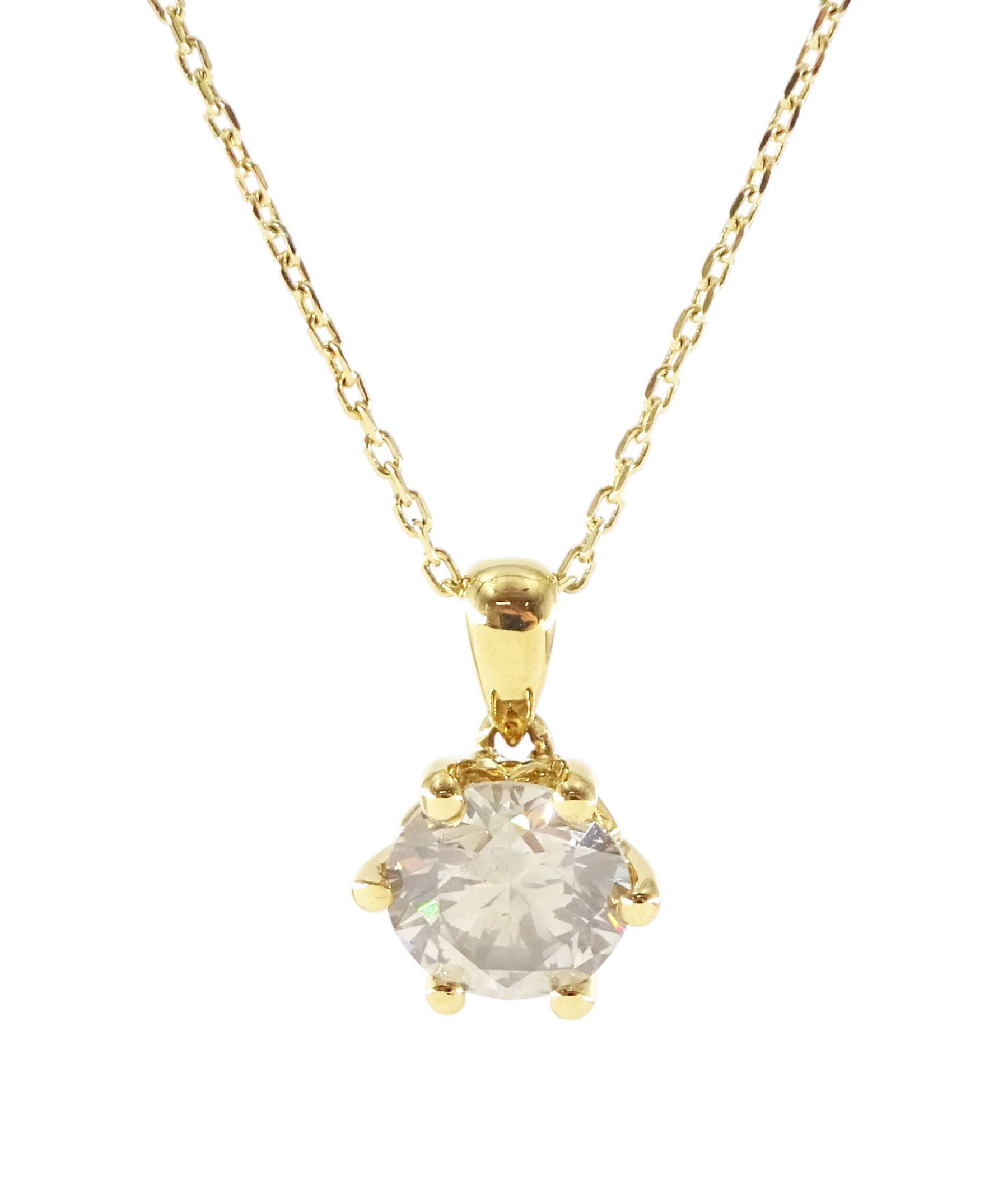 18ct gold round brilliant cut diamond pendant necklace, diamond 1.51 carat, with Wold Gemological Institute report