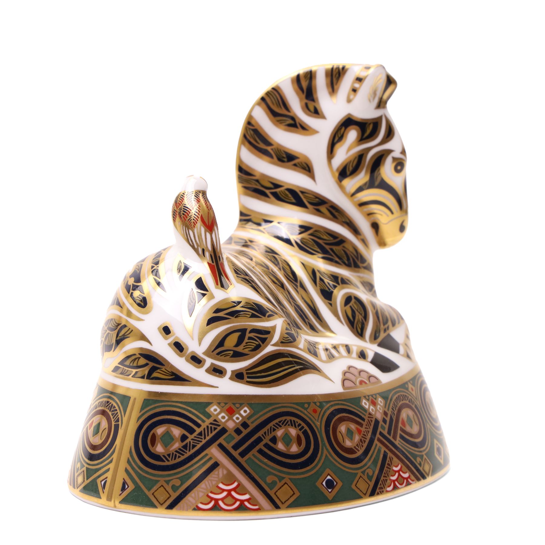 Royal Crown Derby paperweight, Zebra, exclusive edition for Harrods with gold stopper