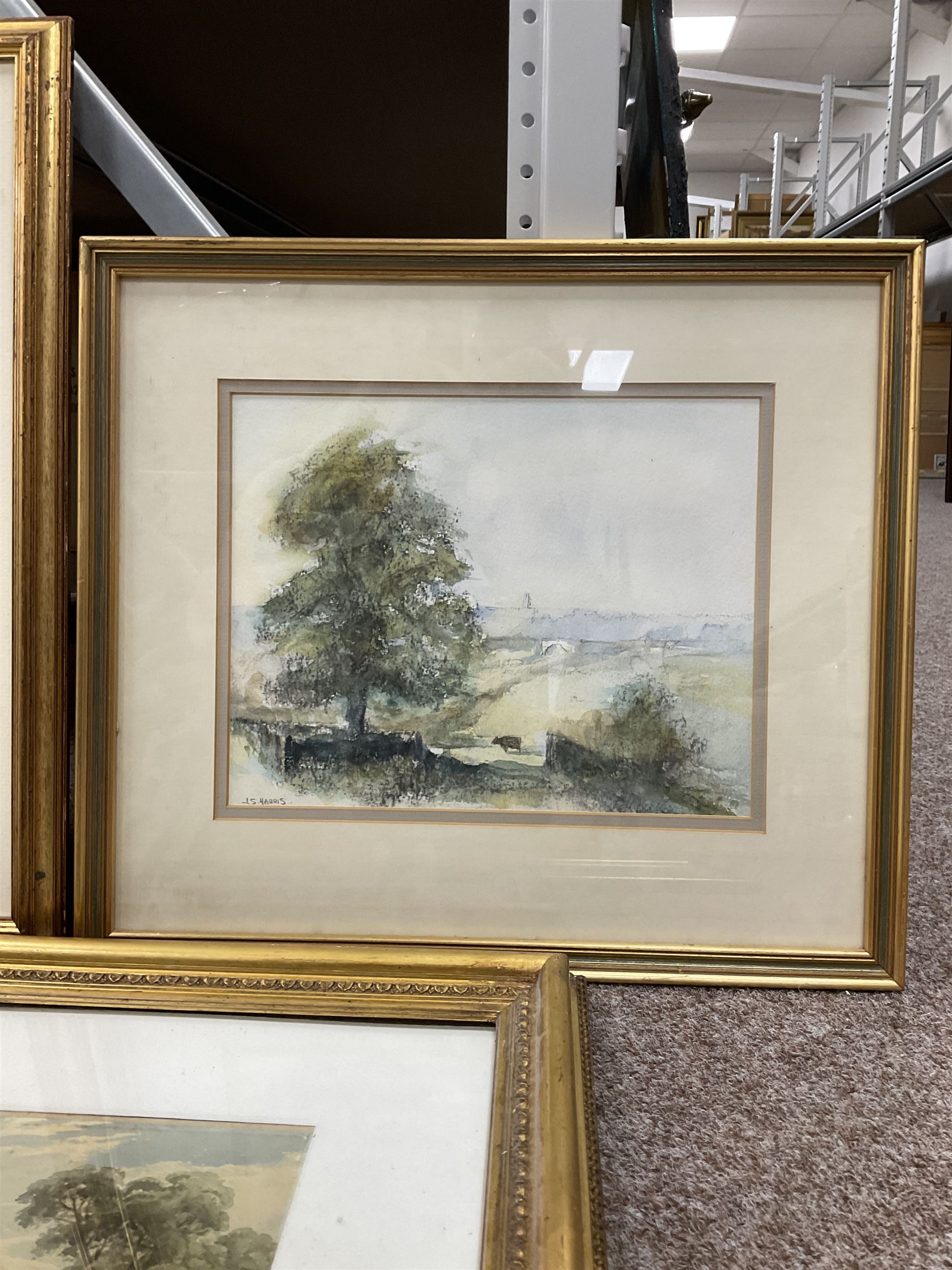 Collection of 20th Century watercolours, to include Jeremy Taylor (British 1957-): 'Sutcliffe's View - Whitby' and John Smith Atherton (British 1877-1943): Village Scene, variously signed, titled, dated and with original labels max 33.5cm x 43cm (8)
