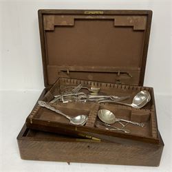 Wooden Canteen containing assorted silver plated cutlery, L46cm, H14cm