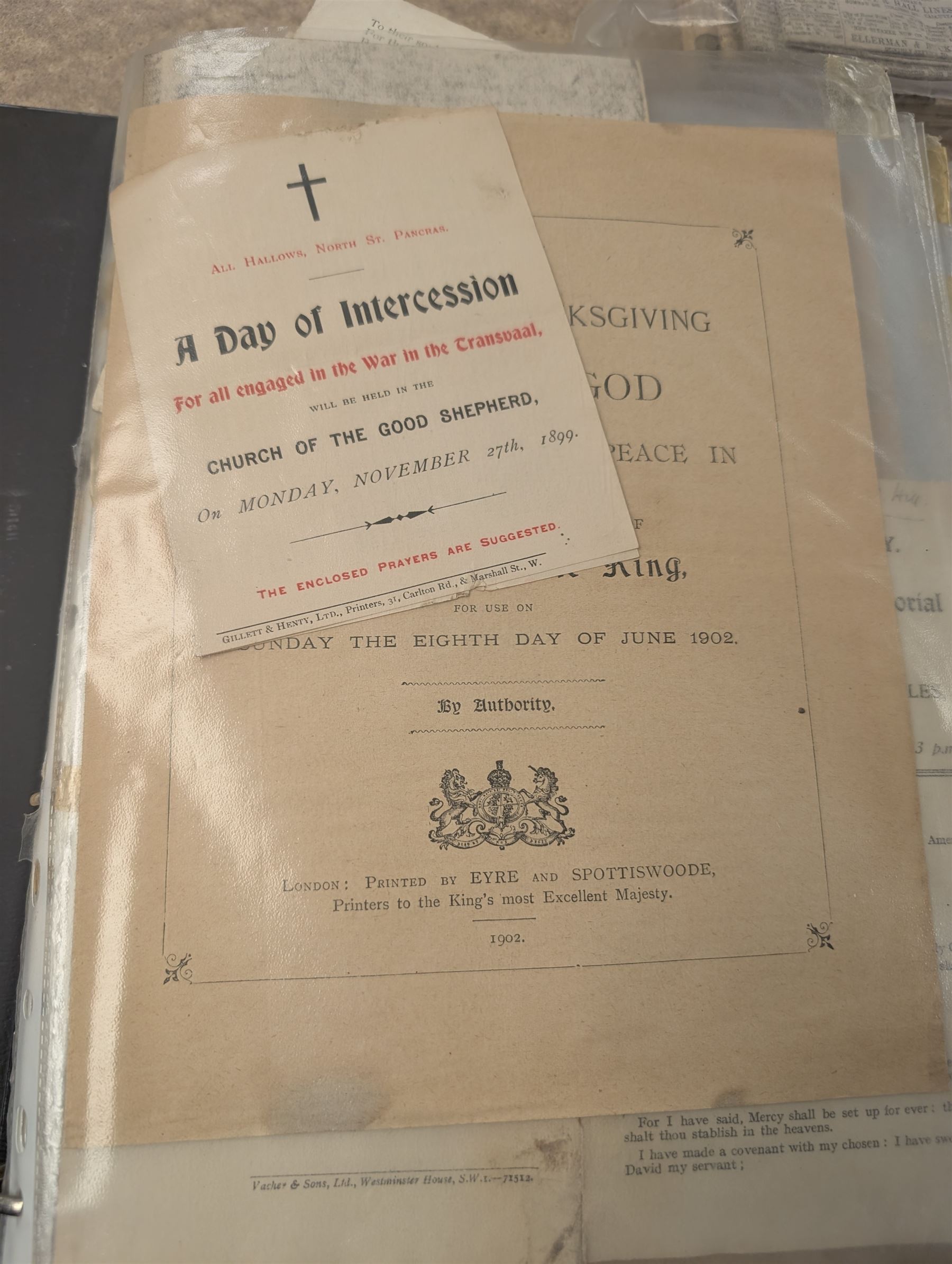 Collection of mostly Royal ephemera and commemorative memorabilia, including souvenir programmes, Royal Pedigrees, postcards, and newspaper reprints, etc, contained within a folder