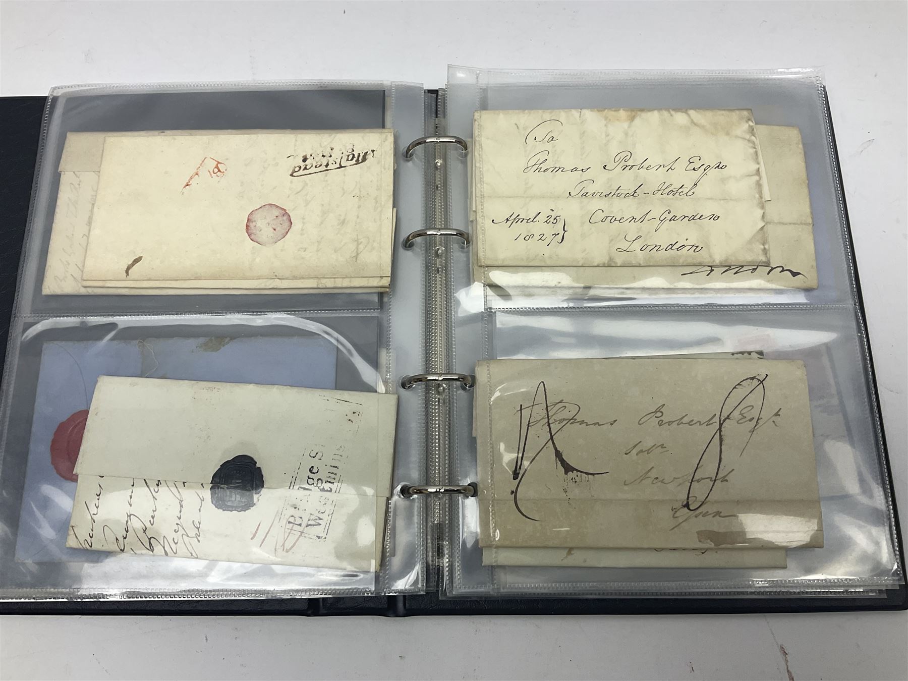 Postal history, including imperf penny reds on covers or entires, mourning cover, Cape of Good Hope overprinted postal stationary, pre-stamp items etc, housed in a ring binder folder