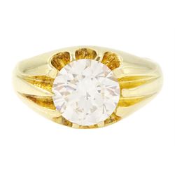 18ct gold diamond ring, ten claw set with a single round brilliant cut diamond of approx 2...