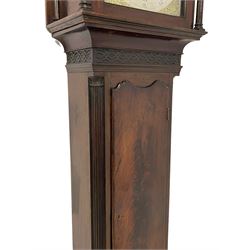 William Vale of Finsbury (London) - late 18th century 8-day mahogany longcase clock, flat topped break-front hood with a break-arch hood door, detached reeded pilasters with wooden capitals, trunk with a blind fret, stopped reeded quarter columns and a long wavy topped door, on a square plinth with canted corners and bracket feet, engraved silver sheet dial with cast brass spandrels, matching steel hands and rolling moon to the arch, with an engraved seconds dial, Roman numerals, five minute Arabics, minute markers and matching steel hands, three train, quarter chiming  movement on six bells with a recoil anchor escapement. With pendulum and weights.

This item has been registered for sale under Section 10 of the APHA Ivory Act