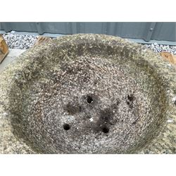 Pair weathered granite planters, circular tapering form

Location: Duggleby Storage, Scarborough Business Park YO11 3TX