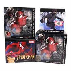 Four Spider-Man busts, comprising Sideshow Collectibles Spider-Man 3 Black Suited Spider-M...