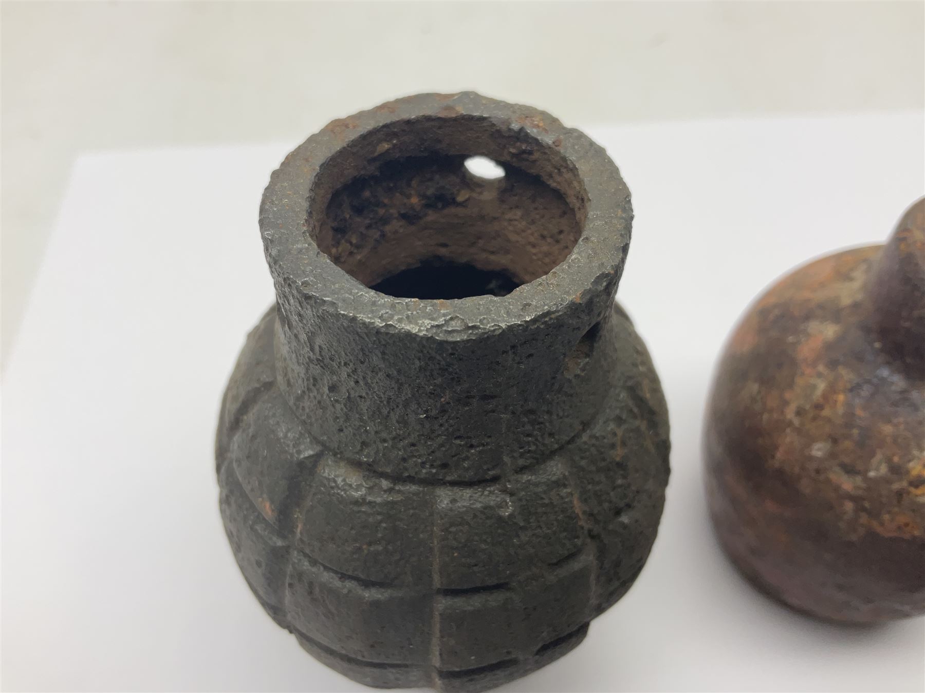Two inert WWII French hand grenades (cases only)