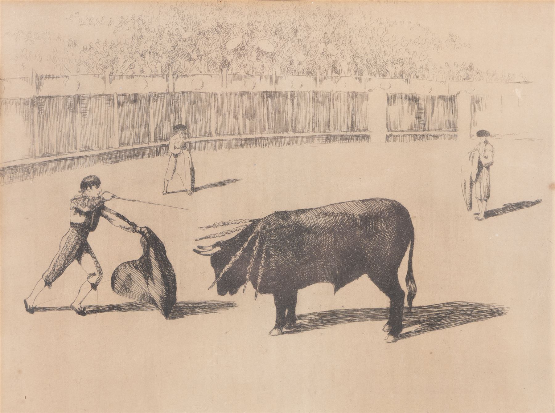 After Frederick Halpern (Austrian/Australian 1909-?): La Tauromaquia or Bullfighting, set of three etchings signed in pencil, 19cm x 24cm (3)