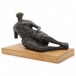 After Henry Moore (British 1898-1986): ‘Draped Reclining Woman', terracotta maquette sculpture, base marked with affixed catalogue label inscribed 'Draped Reclining Woman: 1957 Archive 0059424', W27cm H17cm