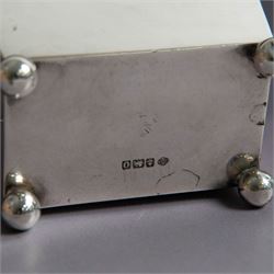 Early 20th century silver tea caddy, of sarcophagus form with twin lion mask mounted loop handles, upon four bun feet, hallmarked William Hutton & Sons Ltd, Birmingham 1913, H8cm, W9cm