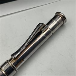Graf Von Faber-Castell Pencil Cassette, housed in alder wood presentation box with mirrored hinged lid, containing platinum plated Perfect Pencil, sharpener, four erasers and four replacement pocket pencils with native alder handles hand-selected by Nuremberg woodcarvers, with certificate, cloth and original green box