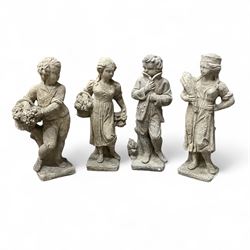 Set of four Cast stone Traditional Seasons, Including Spring, Summer, Autumn & Winter