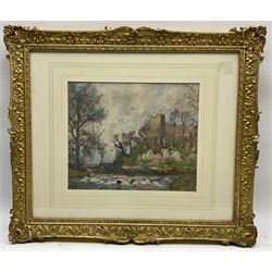 Frederick William Jackson (Staithes Group 1859-1918): Castle Ruin by the Riverside, watercolour signed 20cm x 24cm