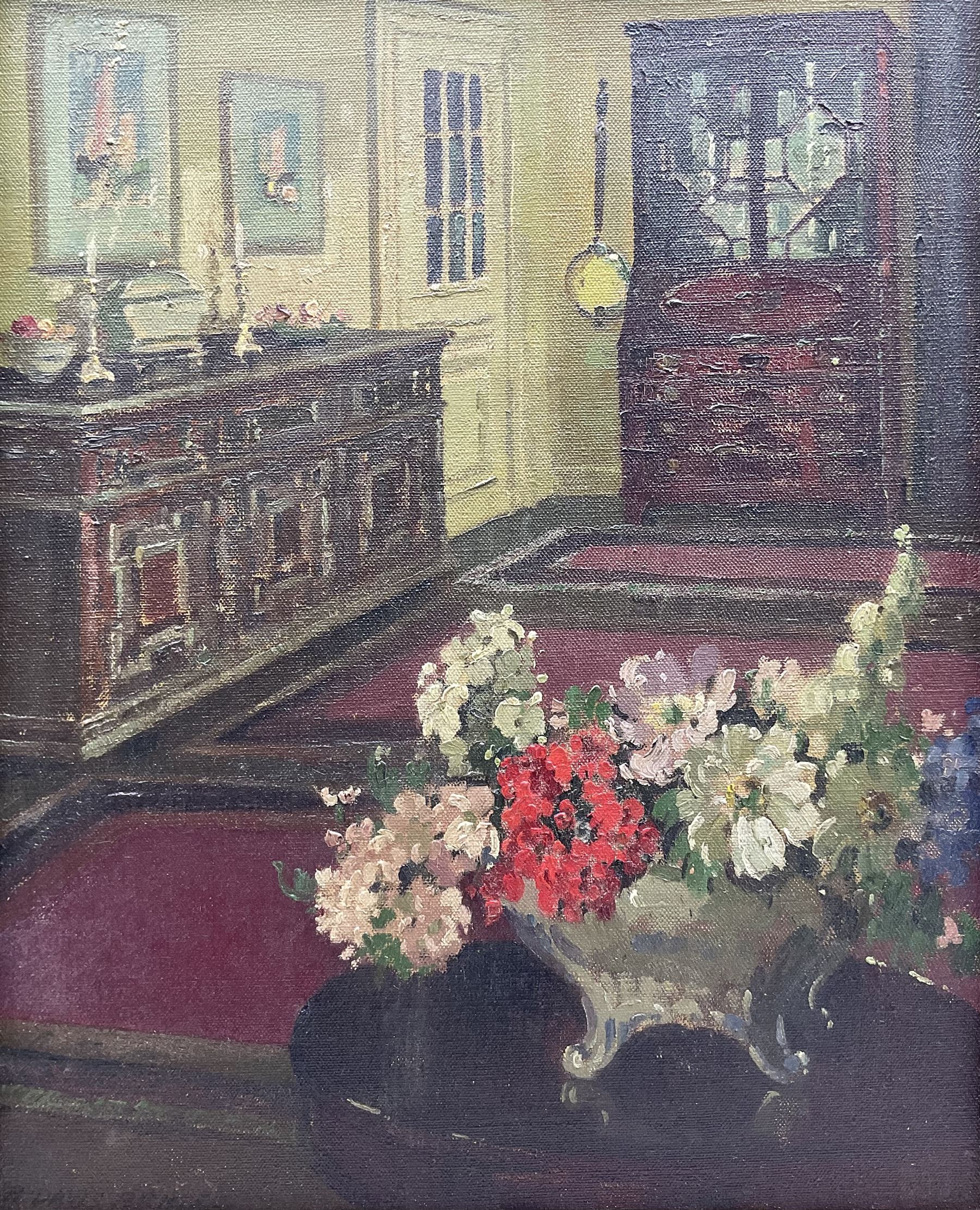 Herbert Davis Richter (British 1874-1955): Flowers in an Interior, oil on canvas signed 50cm x 40cm