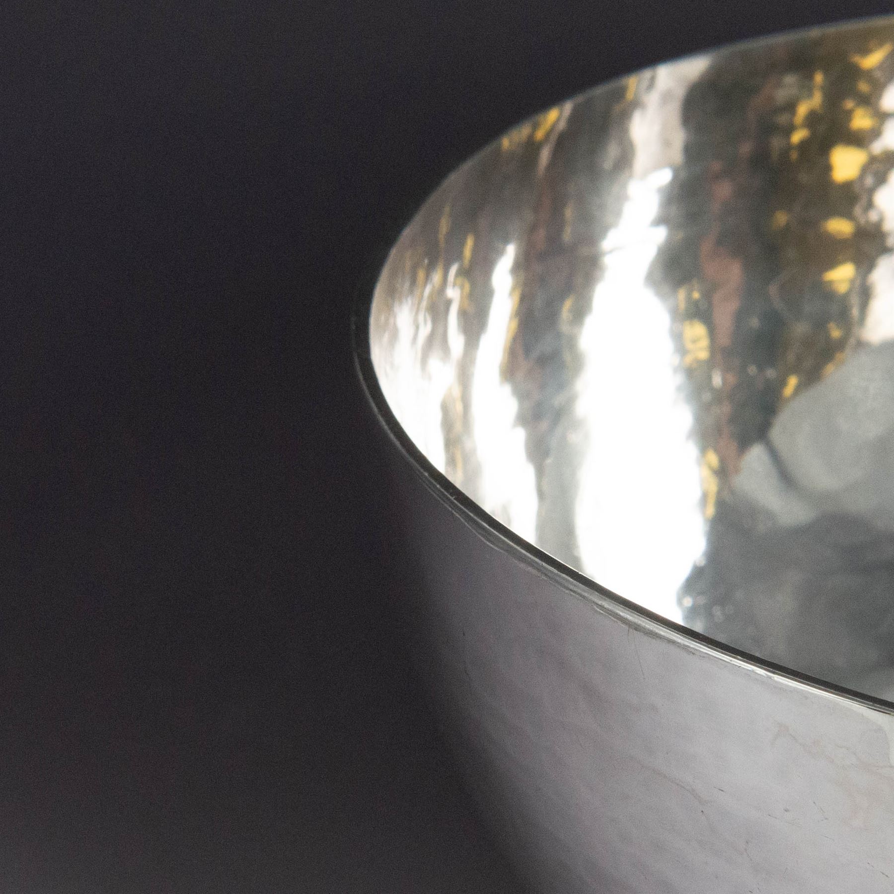 1930s silver bowl, of circular form with planished finish, upon a circular base, hallmarked C J Vander Ltd, London 1938, H12cm, D27cm