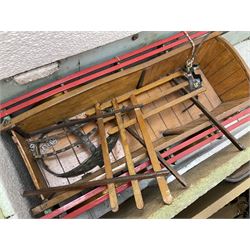 Melba Ware Shire horse figure and two similar, and four wood carts