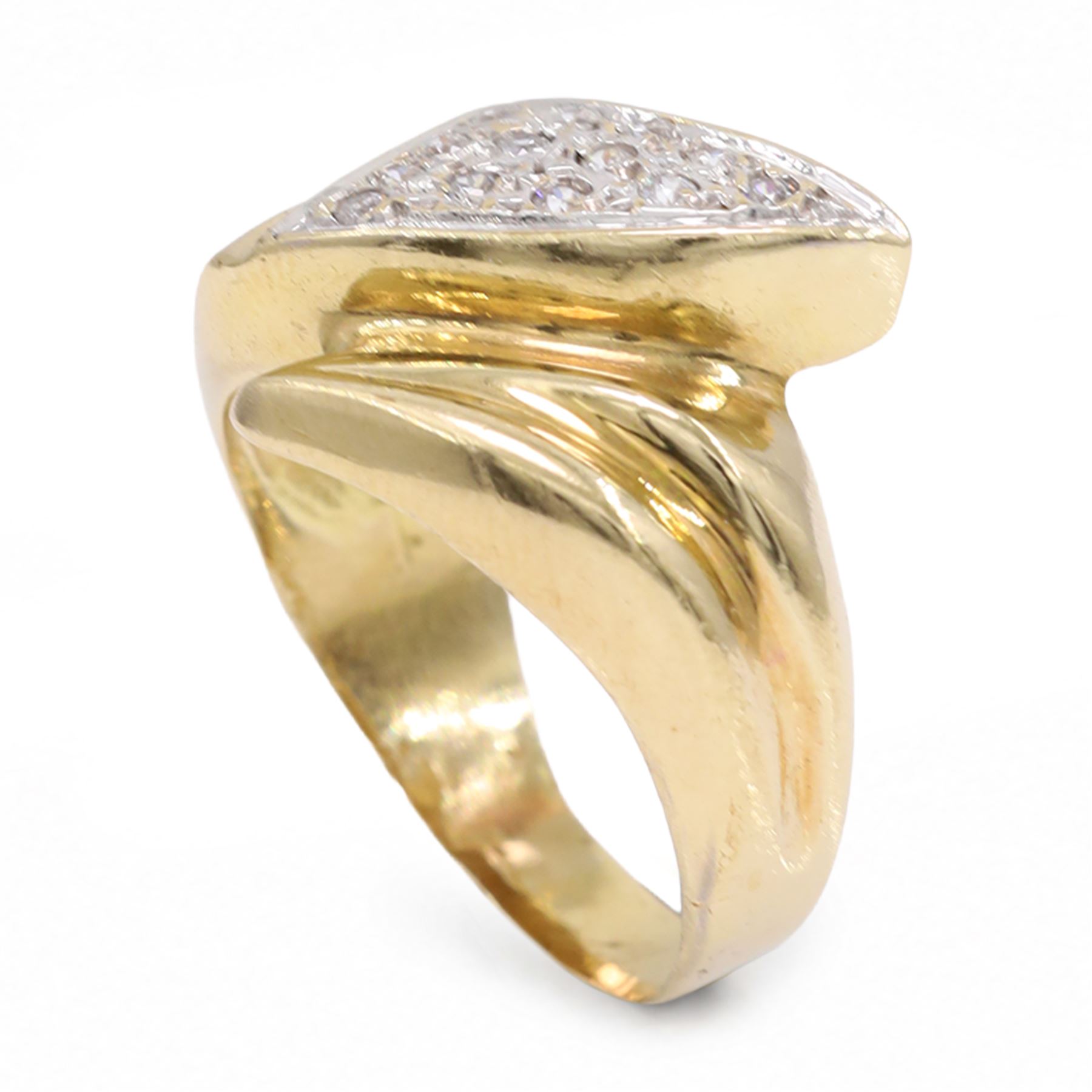 14ct yellow and white gold cubic zirconia abstract design ring