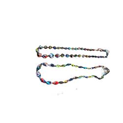 Fifteen millefiori beaded necklaces, including glass and clay examples 