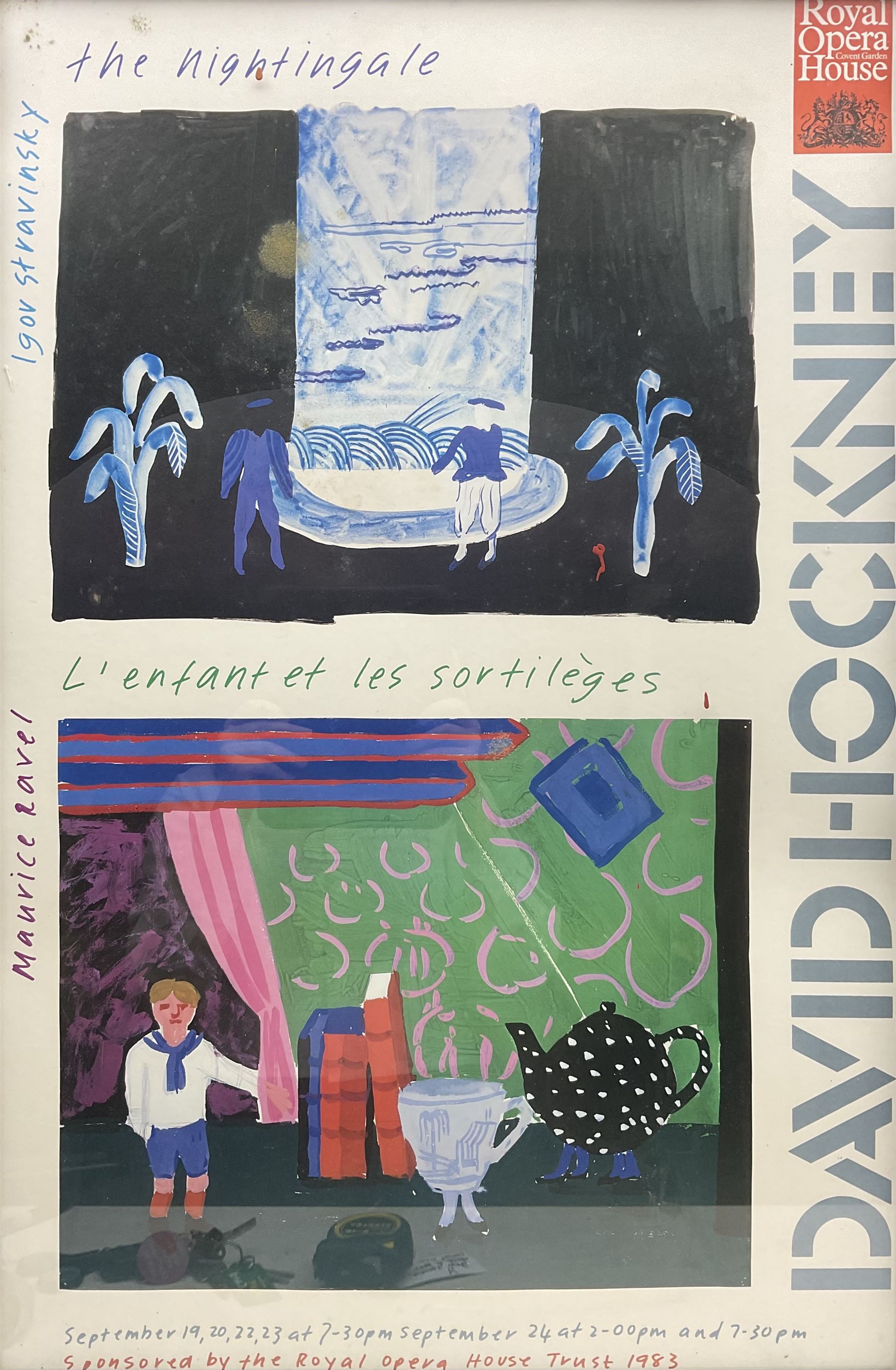 After David Hockney (British 1937-): 'L’Enfant et Les Sortileges', exhibition poster pub. 1983, 74cm x 48cm 