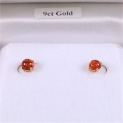 9ct gold Baltic amber stud earrings, boxed