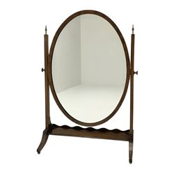 Mahogany framed Georgian style oval dressing table mirror, H65cm