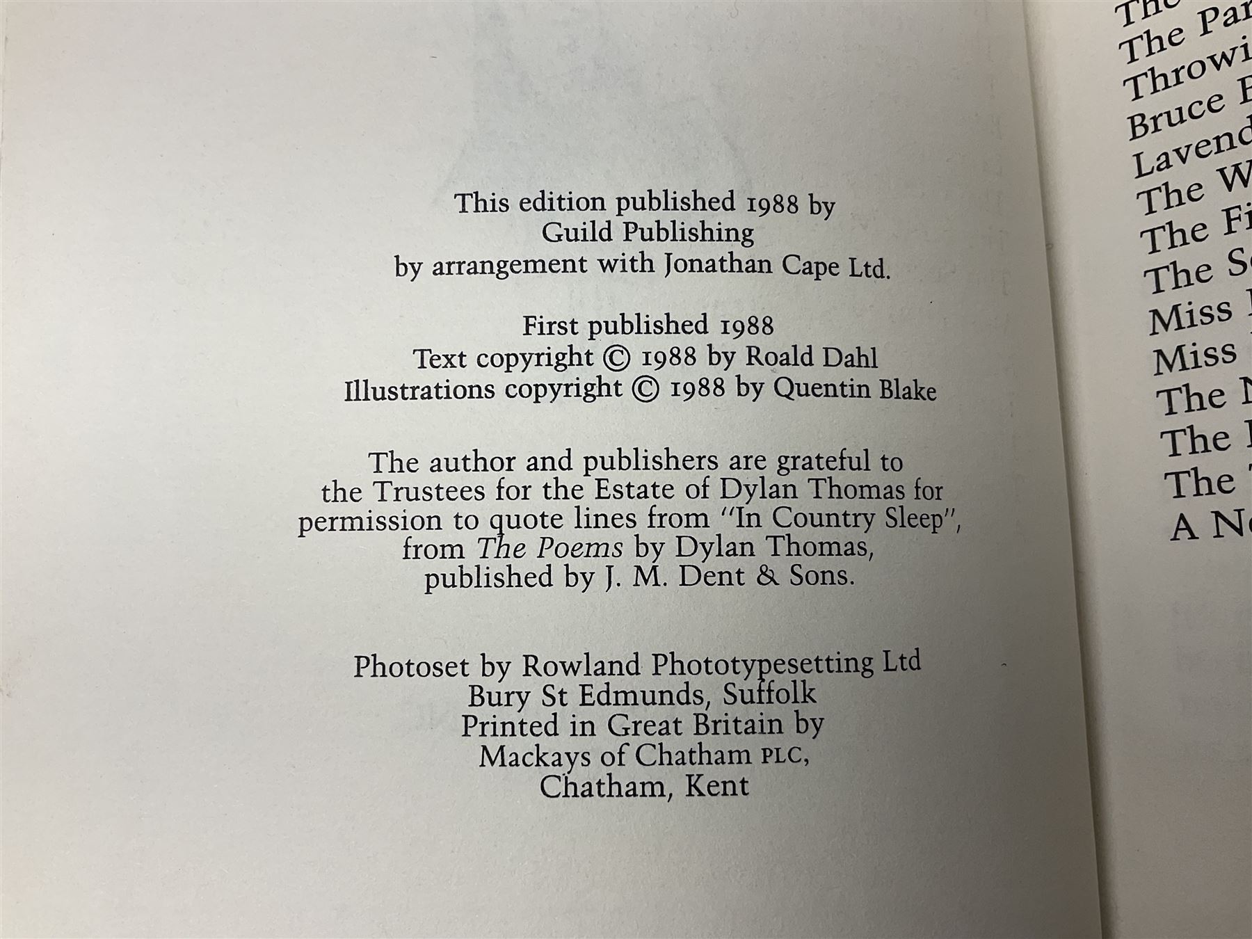 Dahl (Roald) Matilda, illustrated by Quentin Blake, first edition 1988, with dust-jacket