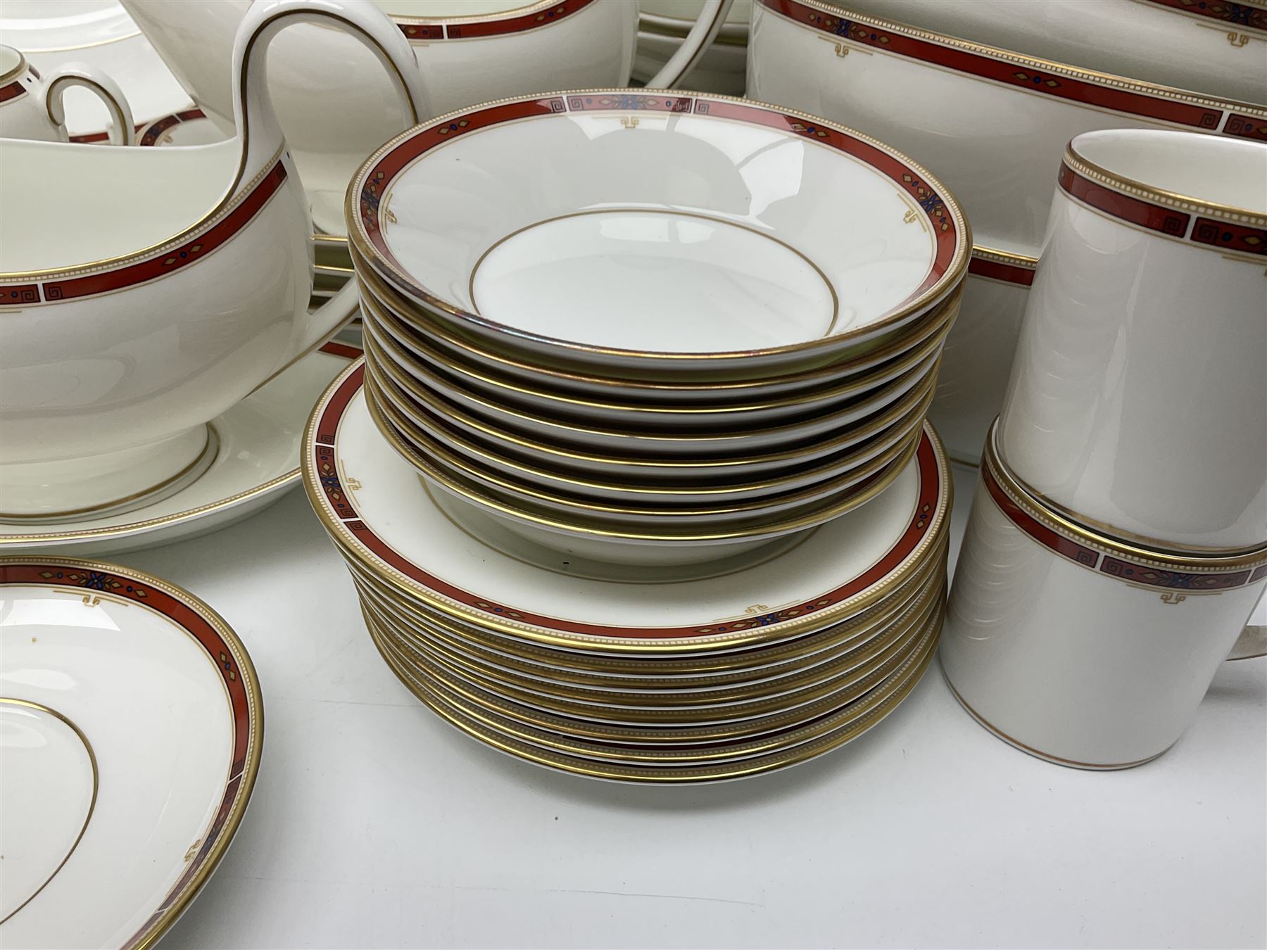 Wedgwood Colorado pattern dinner and coffee service for eight, to include coffee pot, milk jug, covered sucrier, coffee cans and saucers, dinner plates, side plates, twin handled bowls, four covered vegetable tureens etc (92)
