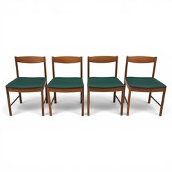 A.H. McIntosh - Mid-20th century teak extending dining table and four chairs, teak top table with internal fold over leaf extending to 193cm, raised on cylindrical tapering supports