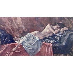 Sir William Russell Flint (Scottish 1880-1969): 'Reclining Nude II', limited edition colour print signed in pencil pub. 1967, 31cm x 58cm