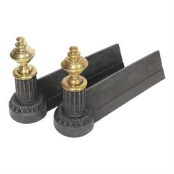 Victorian copper coal bucket, of bellied form with swing handle, upon three brass lion paw feet, not including handle H33cm, together with brass fireside accessories