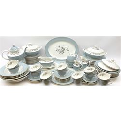 Royal Doulton Rose Elegans pattern tea and dinner wares, to include teapot, fourteen cups and saucers, two milk jug, cream jug, two sucriers, two covered serving dishes, serving platter, etc (98+)
