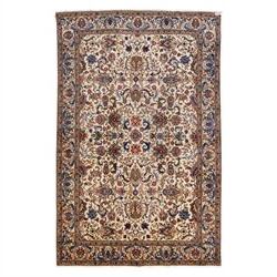 North West Persian Tabriz, hand-knotted carpet, ivory ground with dense scrolling vine-wor...