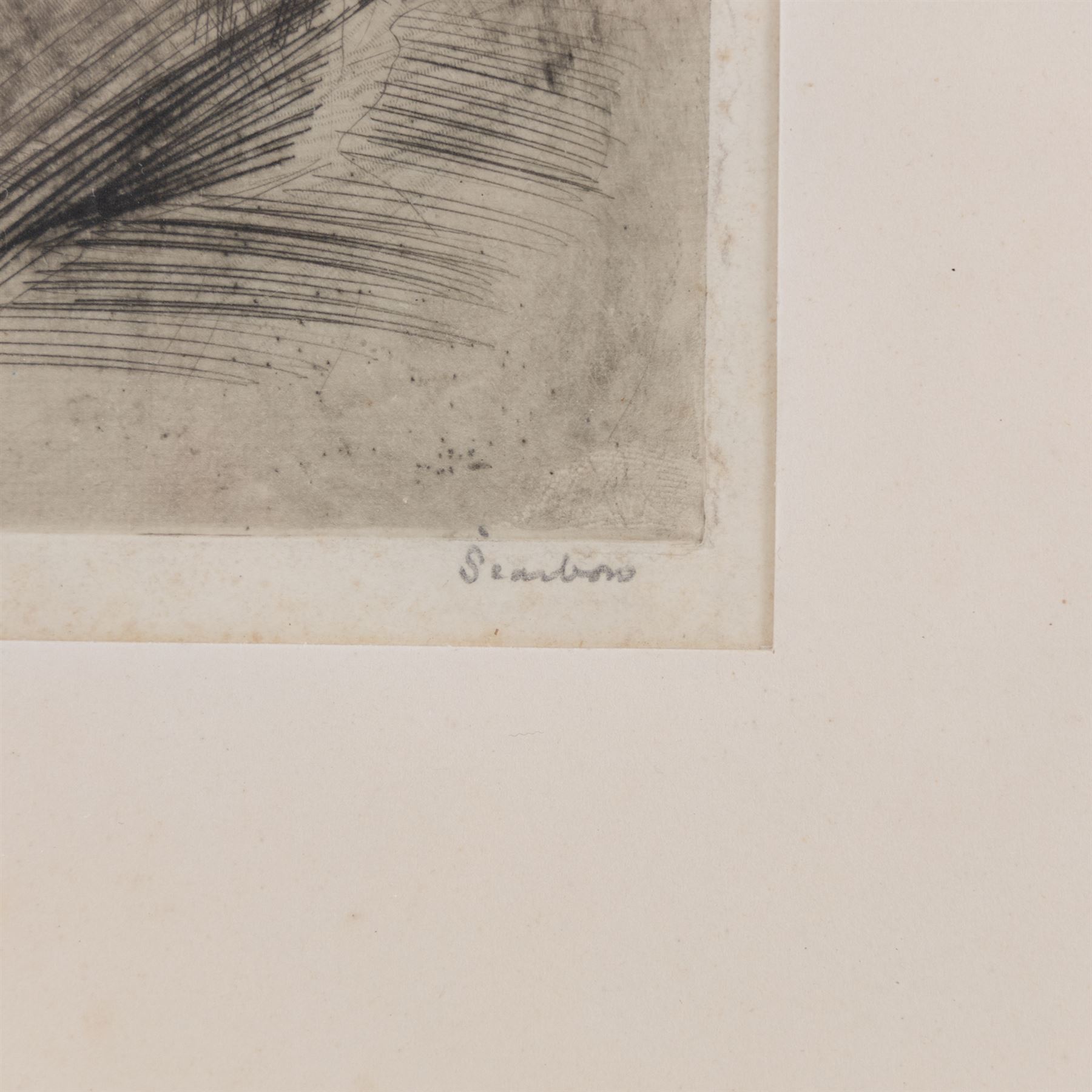 Frank Henry Mason (Staithes Group 1875-1965): 'Scarboro', drypoint etching signed and titled in pencil 22cm x 12.5cm 