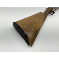 Spanish Master 12-bore side-by-side double barrel boxlock ejector sporting gun, 70.5cm barrels, pale walnut stock with chequered grip and plain fore-end and thumb safety, serial no.130828, L113cm SHOTGUN CERTIFICATE REQUIRED