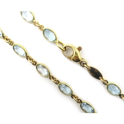  18ct gold and oval topaz link necklace, hallmarked   